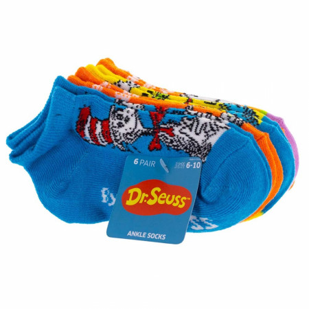 Dr. Seuss Book Covers 6-Pair Pack of Youth Ankle Socks